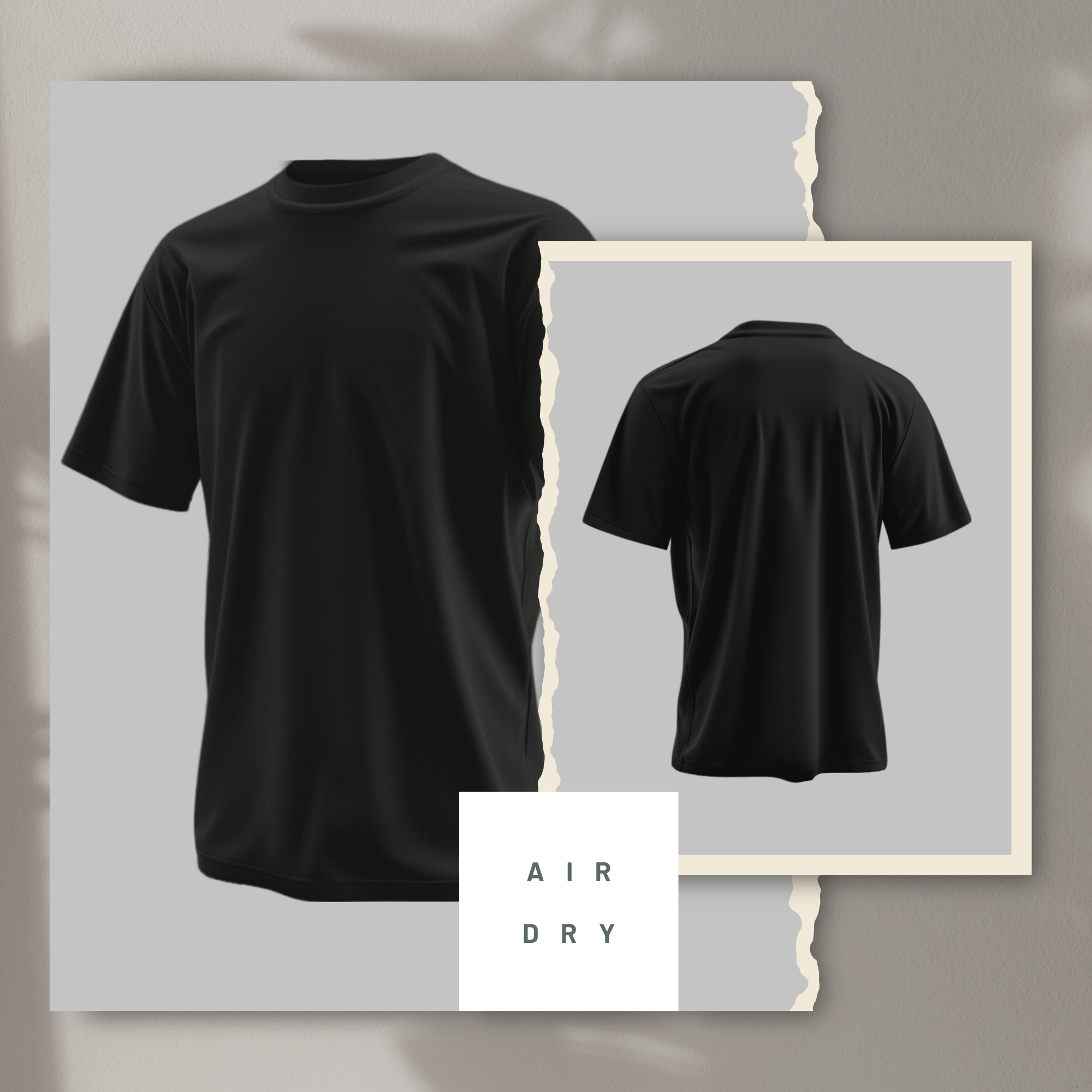 Black AirDry Round Neck Short Sleeve T-Shirt (Sports/Casual)