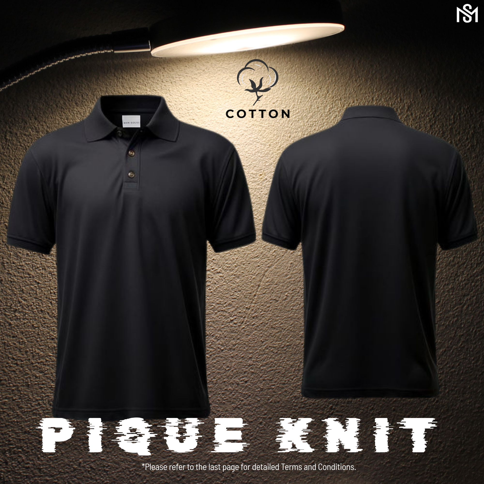 Man-Solid Black Cotton Polo – Classic & Timeless