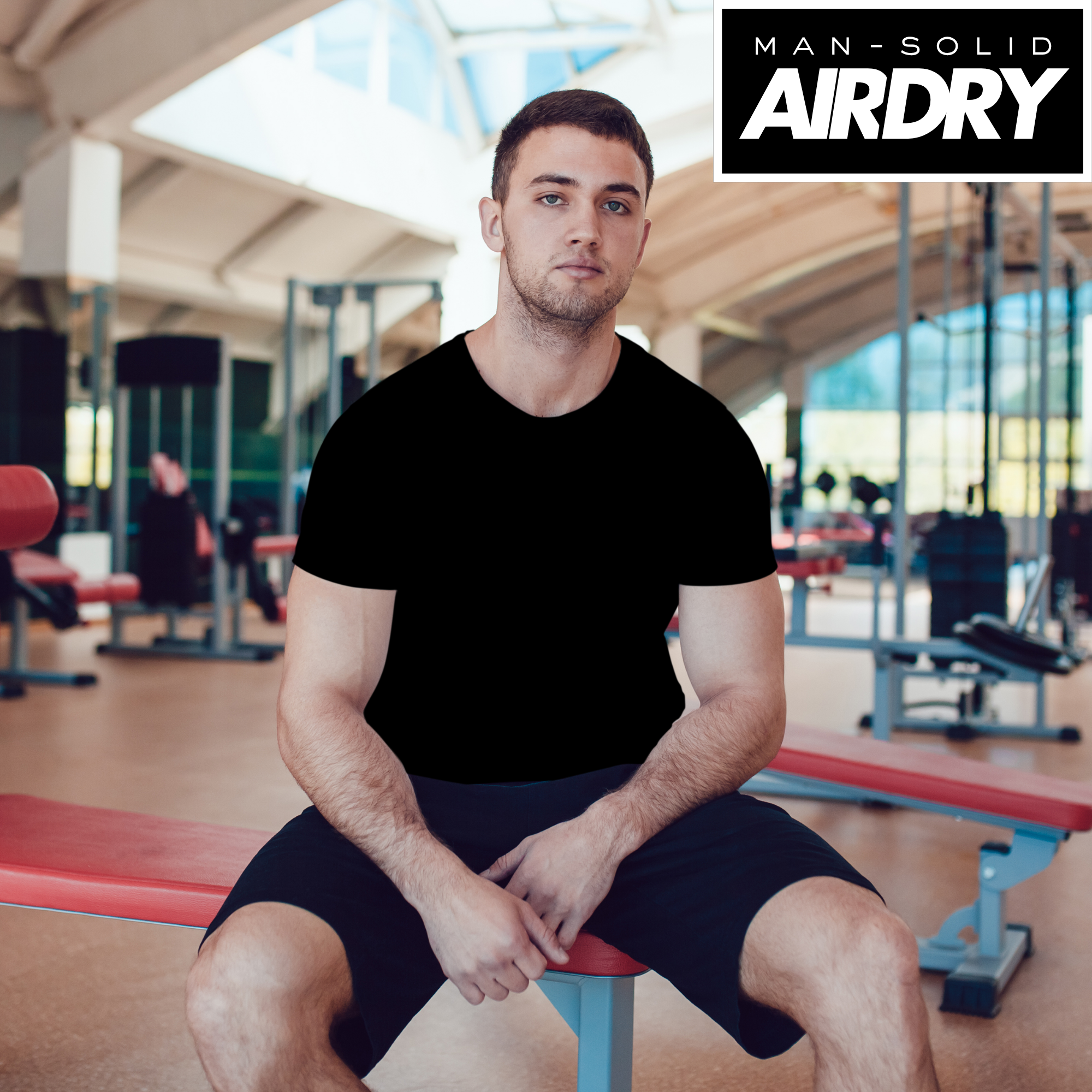 Black AirDry Round Neck Short Sleeve T-Shirt (Sports/Casual)