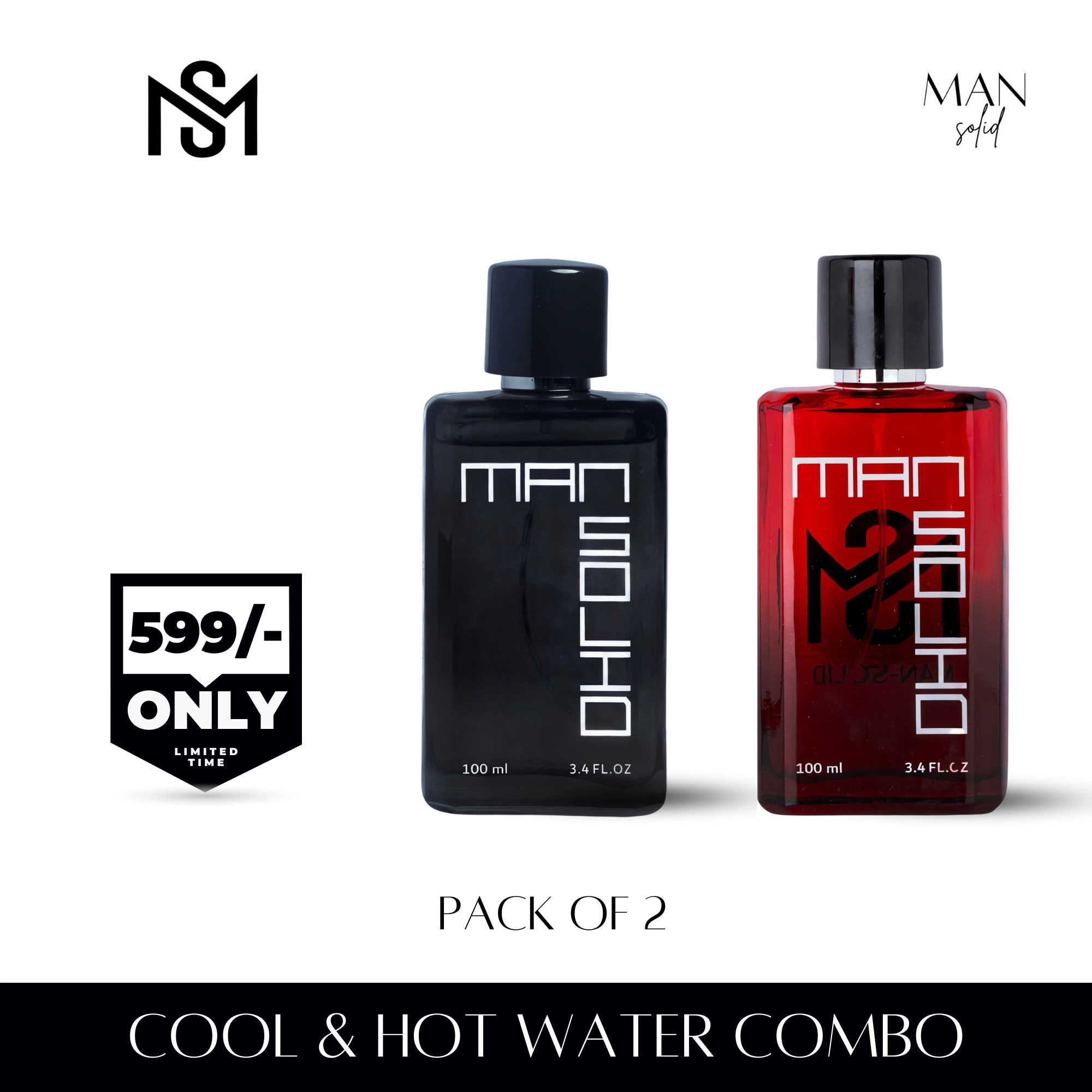Fire & Ice - Man-Solid Black & Red (Pack of 2)