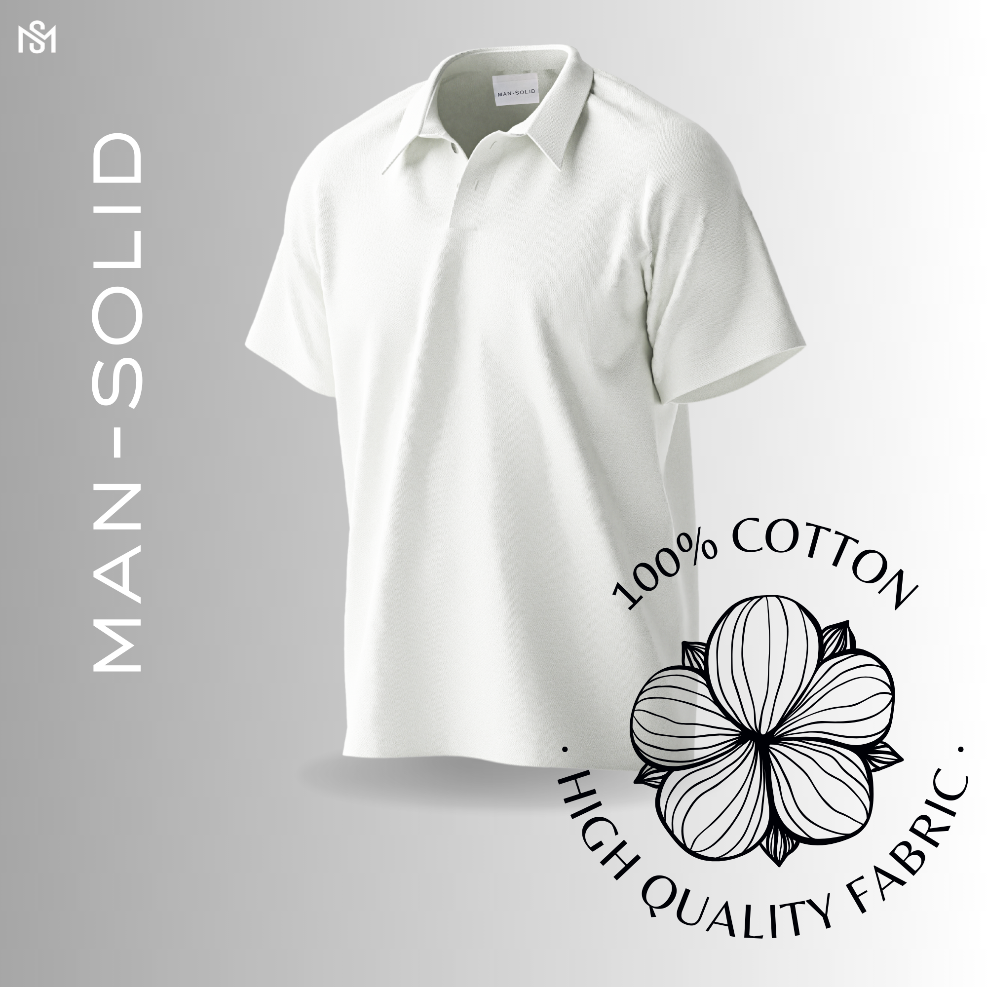 Man-Solid White Cotton Polo – Fresh & Versatile