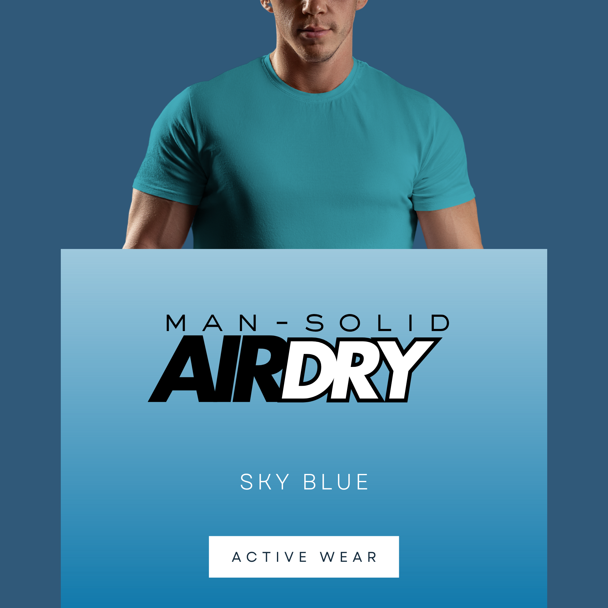 Sky Blue AirDry Round Neck Short Sleeve T-Shirt (Sports/Casual)