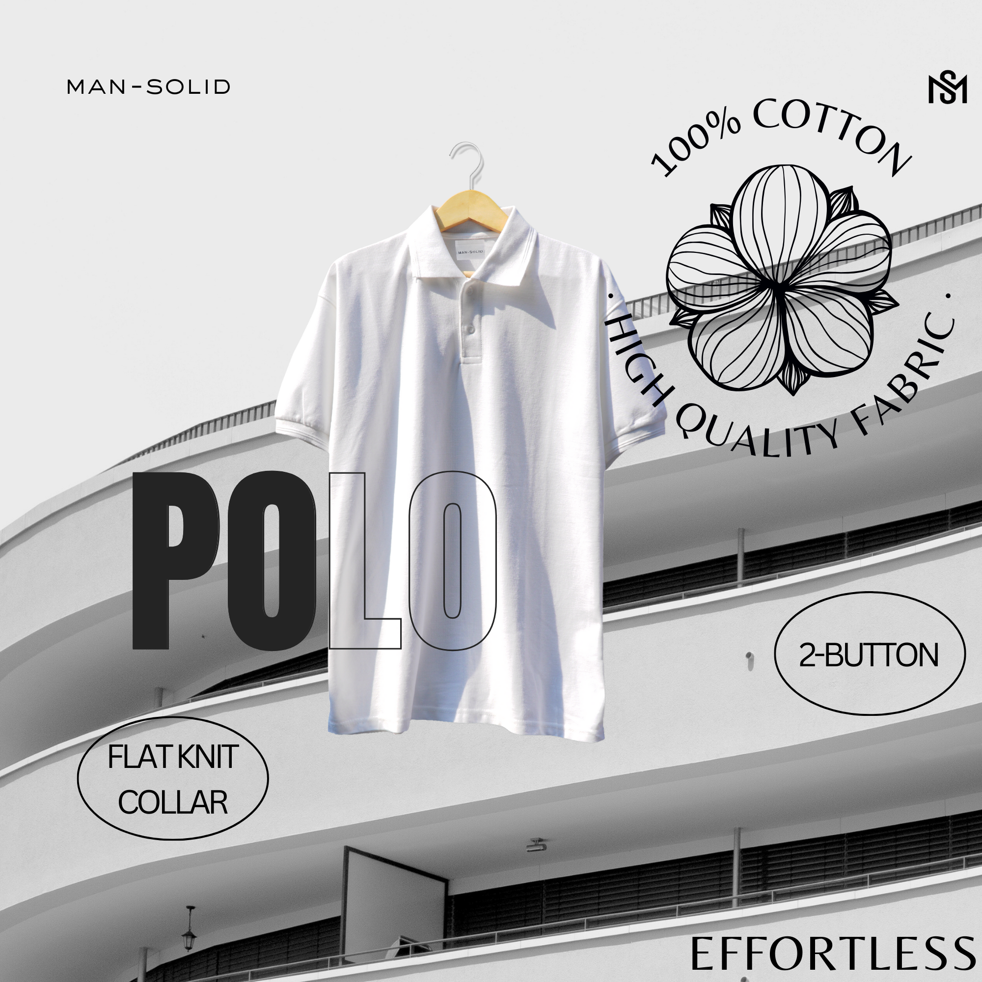 Man-Solid White Cotton Polo – Fresh & Versatile