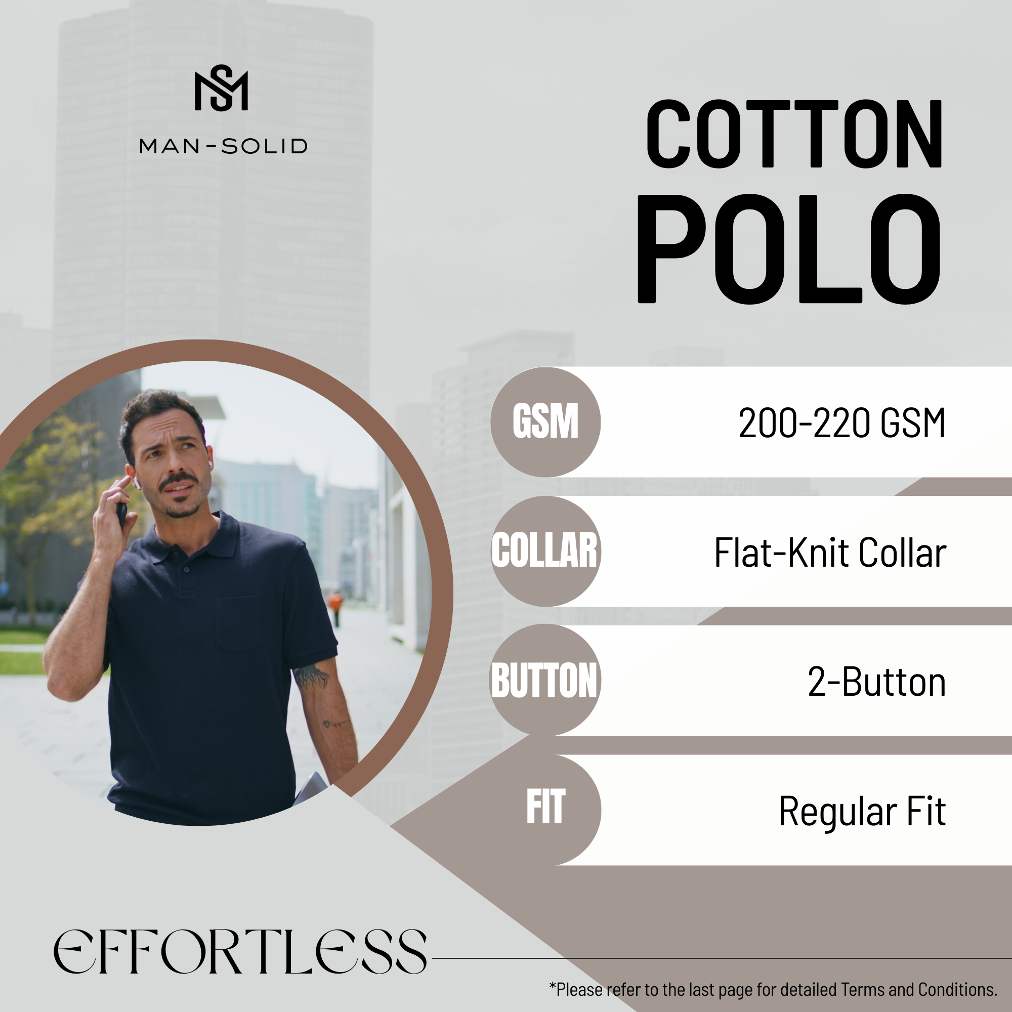 Man-Solid Black Cotton Polo – Classic & Timeless
