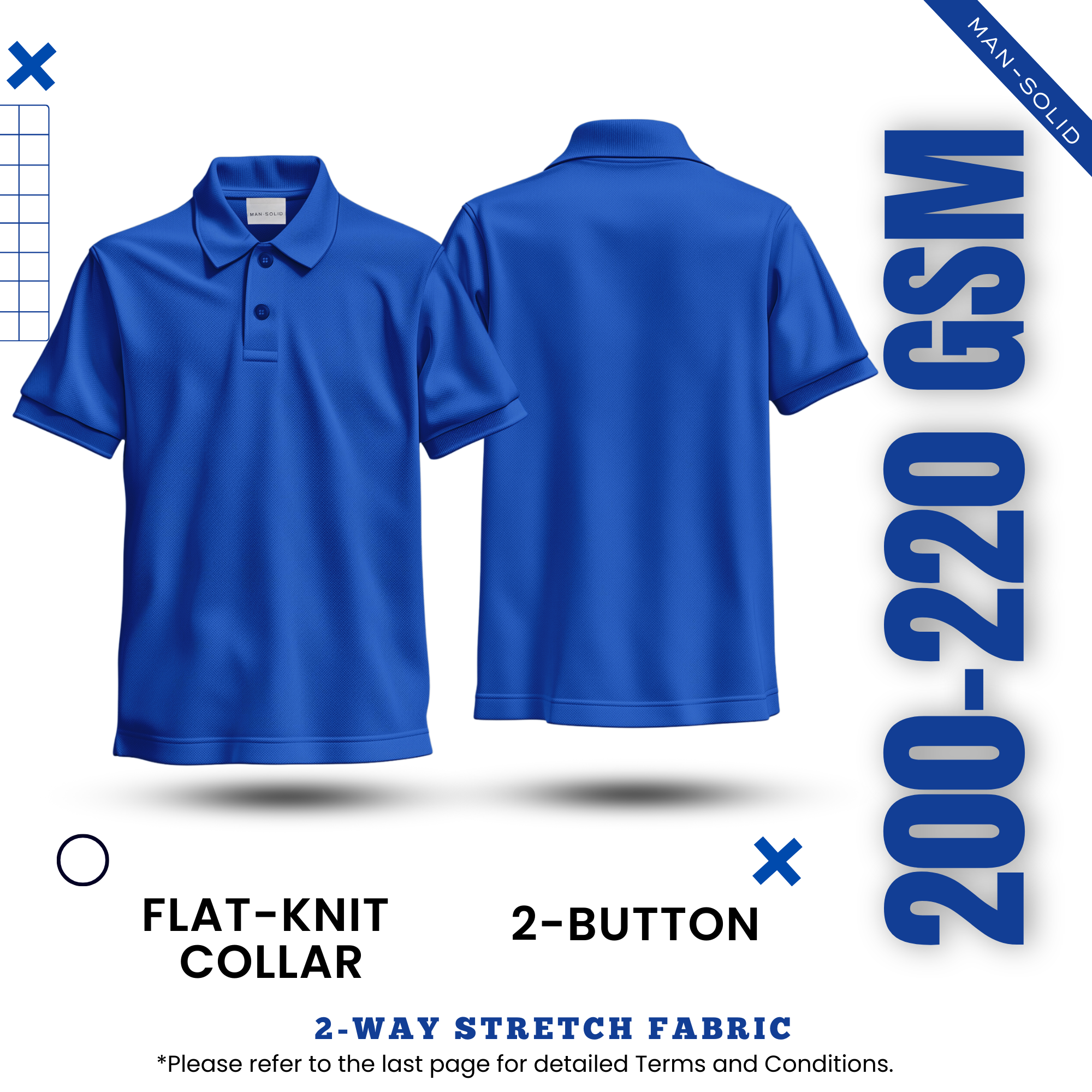 Man-Solid Royal Blue Cotton Polo – Vibrant & Sharp
