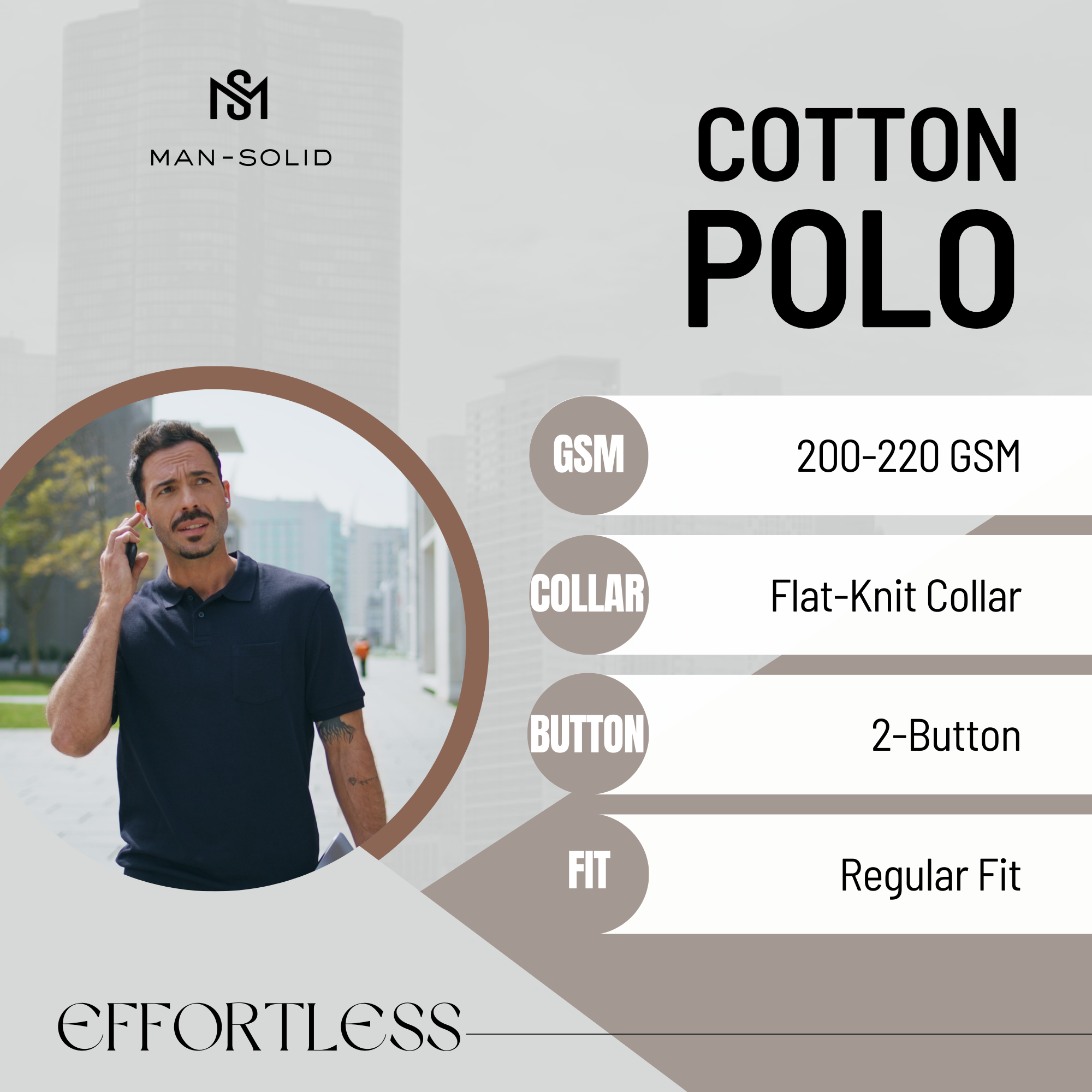 Man-Solid Black Cotton Polo – Classic & Timeless