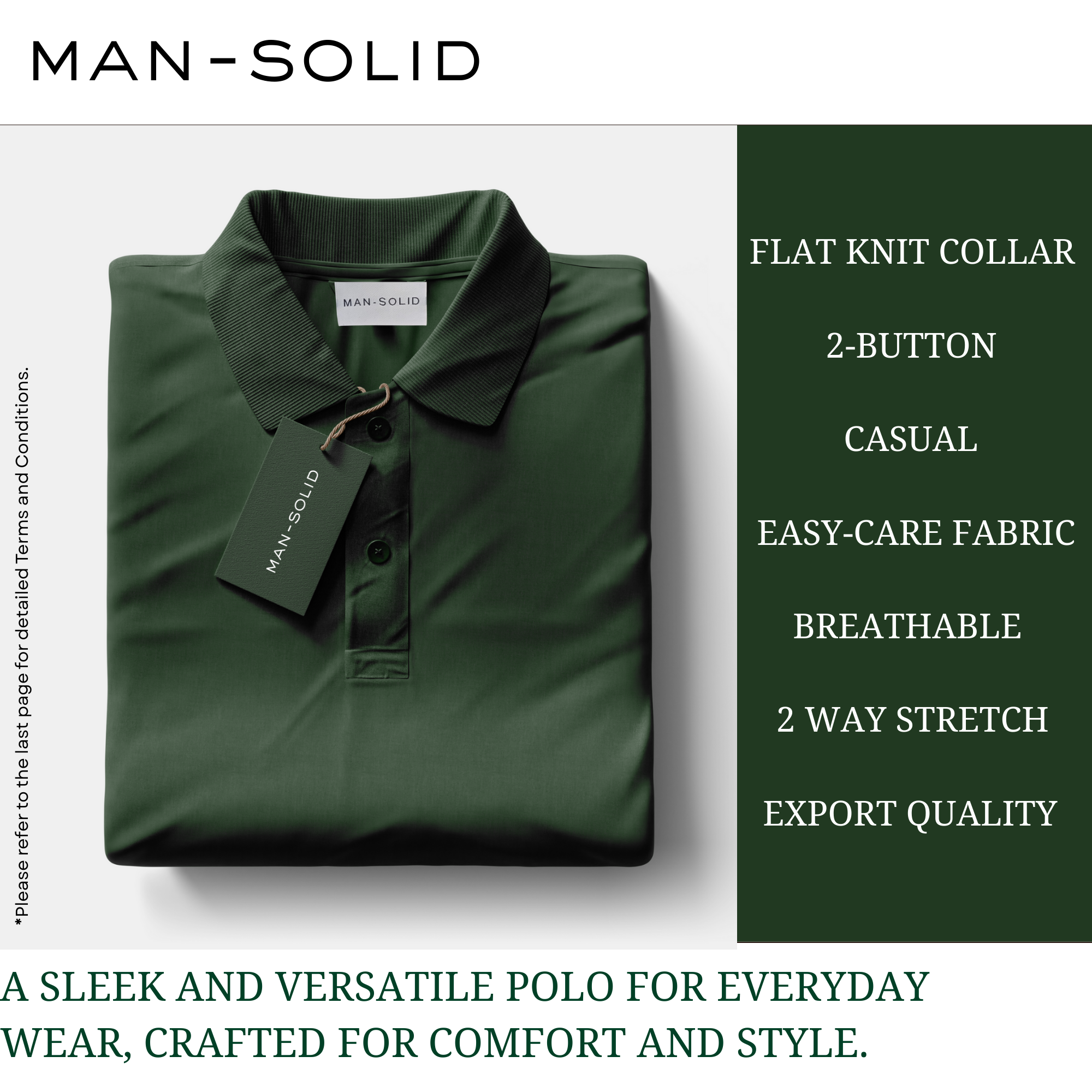Man-Solid Bottle Green Cotton Polo – Bold & Elegant