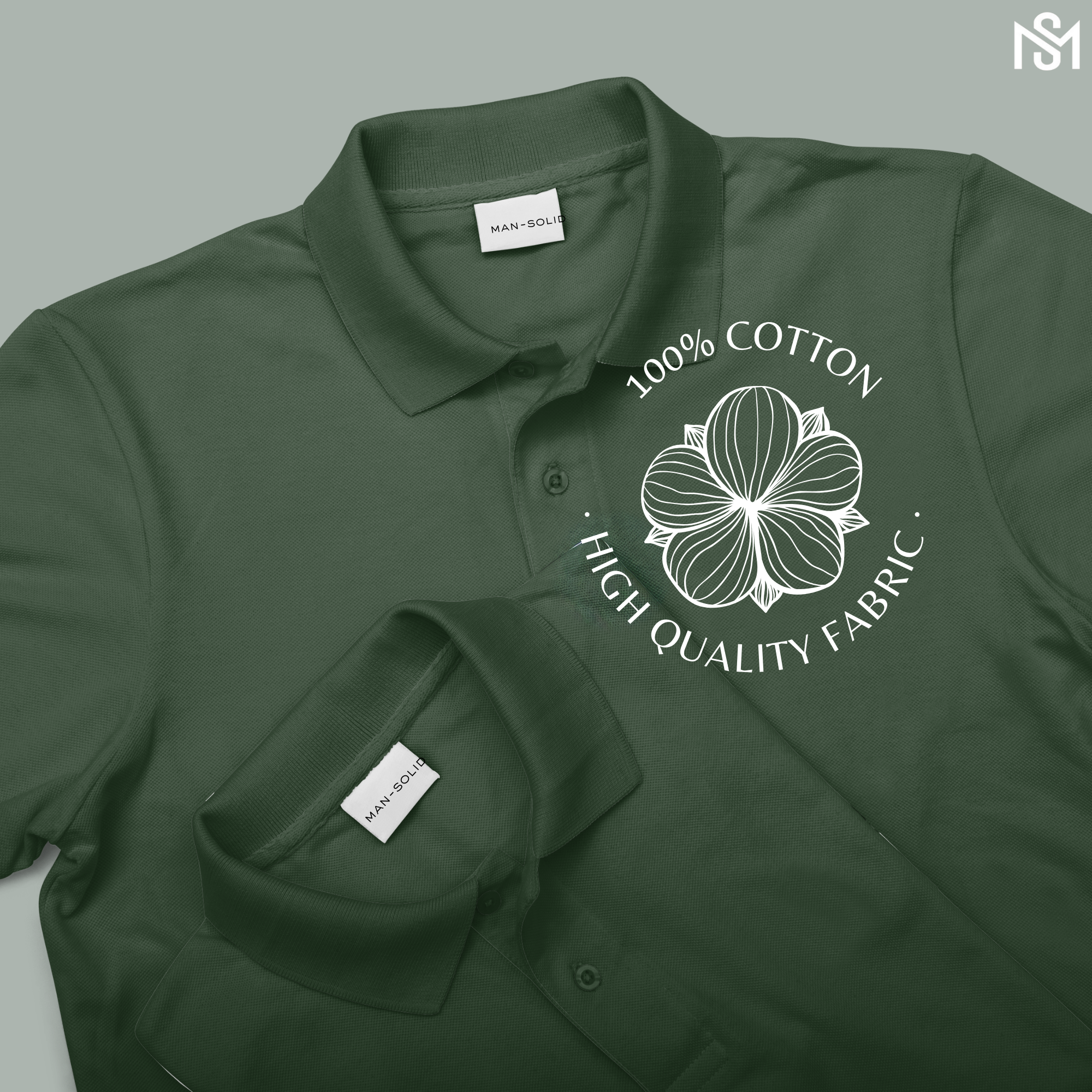 Man-Solid Bottle Green Cotton Polo – Bold & Elegant