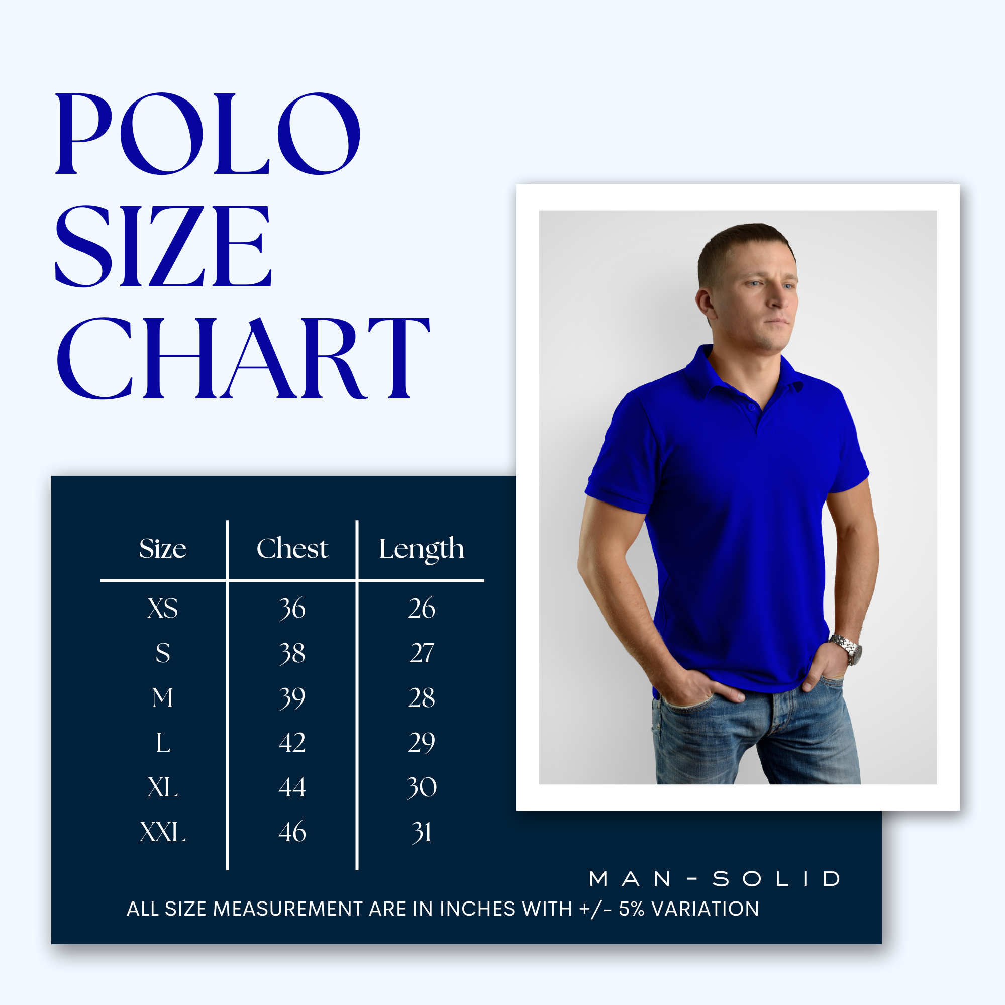 Man-Solid Royal Blue Cotton Polo – Vibrant & Sharp